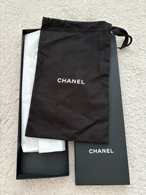 Chanel Black Drawstring Dust Bag with Box